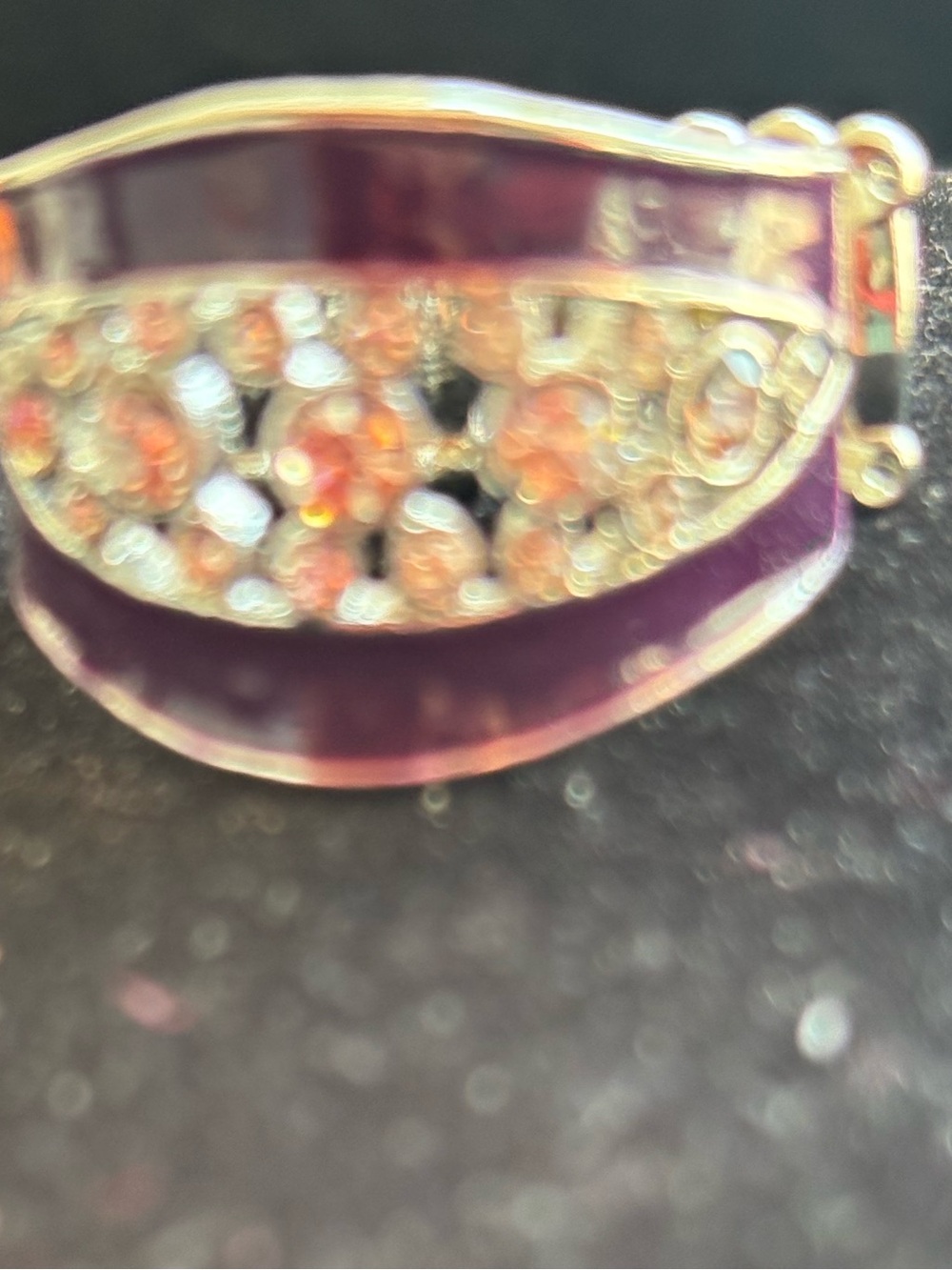 Purple Enamel Ring with Crystal Row